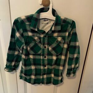 OshKosh B'gosh Green and White Plaid Button Down Shirt